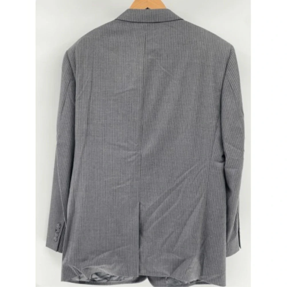 Jos A Bank Blazer Sport Coat Suit Jacket Men Size 46 R Gray White Pinstripe Wool